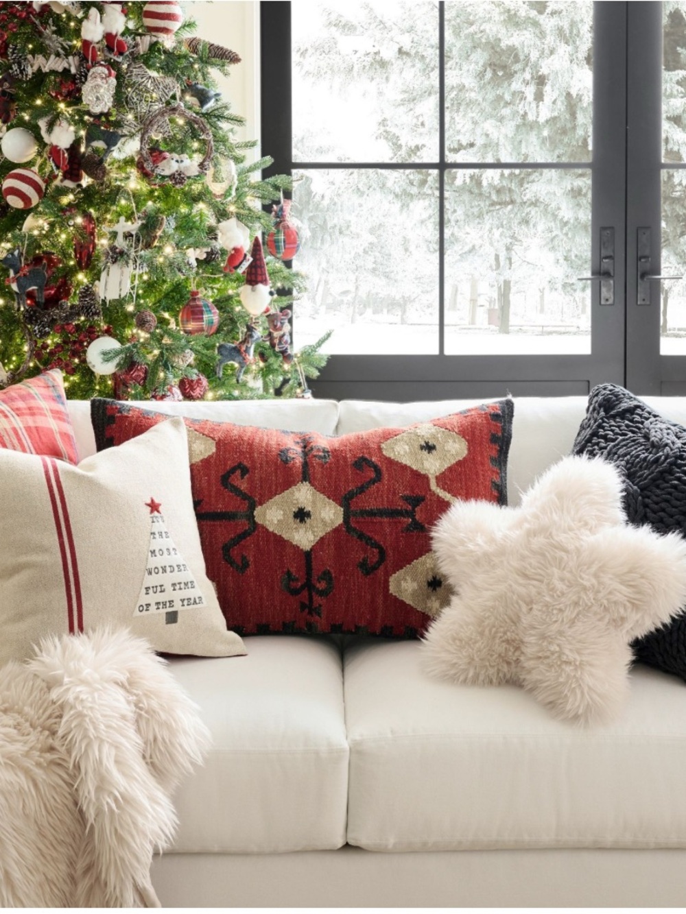 Plush Star-Shaped Faux Fur Pillow - Picture 2 of 2
